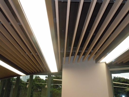 Покрытое зерно декоративного потолка панели дефлектора u алюминиевого деревянное приостанавливало акустические дефлекторы потолка
